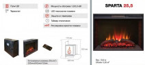 Электрокамин с широким очагом 2D Real-Flame Country 25/25,5 WT с очагом Sparta 25,5 LED
